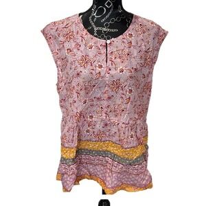 Floral Print Sleeveless Top Boho Peplum Blouse Womens Casual‎ Summer